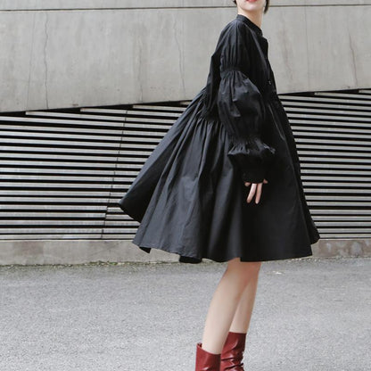 Loose Irregular Puff Shirt Short Dress-STYLEGOING