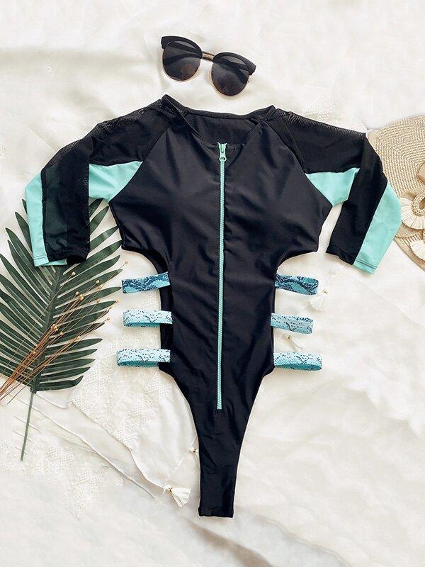 Long Sleeve One-Piece Wetsuit/Swimwear-STYLEGOING