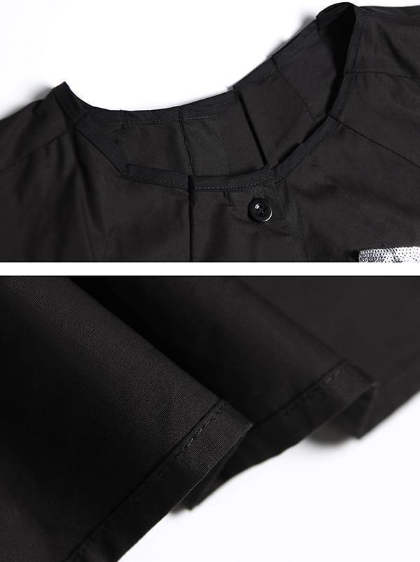 Black Oversize Asymmetric Stars Dress-STYLEGOING