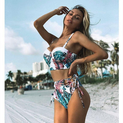 High Waist Floral Two Pieces Swimsuit-STYLEGOING