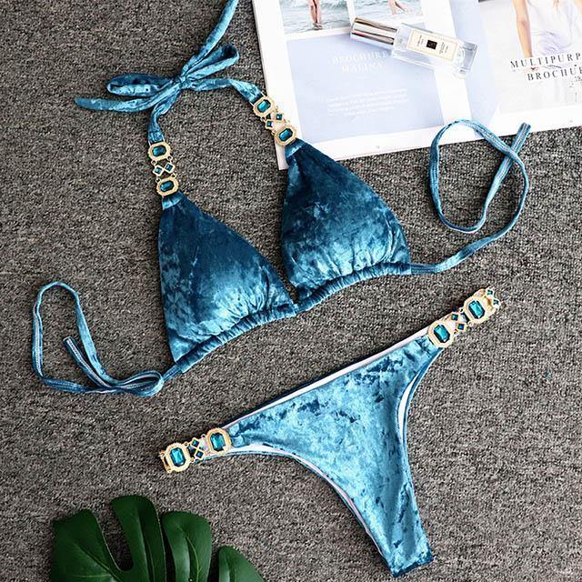 Women Bikinis Crystal Diamond Bikini Set-STYLEGOING