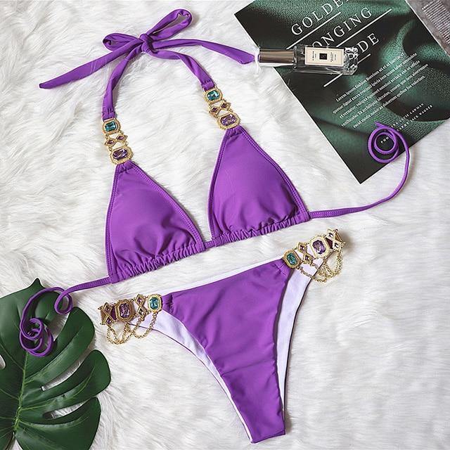 Women Bikinis Crystal Diamond Bikini Set-STYLEGOING