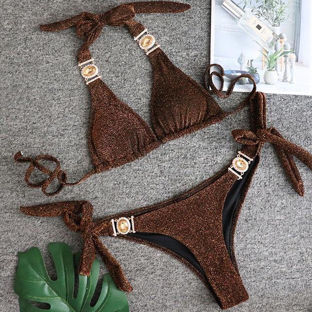 Women Bikinis Crystal Diamond Bikini Set-STYLEGOING
