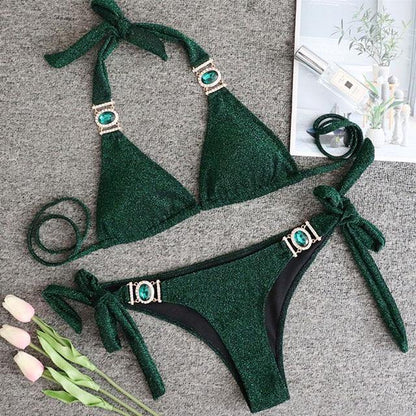 Women Bikinis Crystal Diamond Bikini Set-STYLEGOING