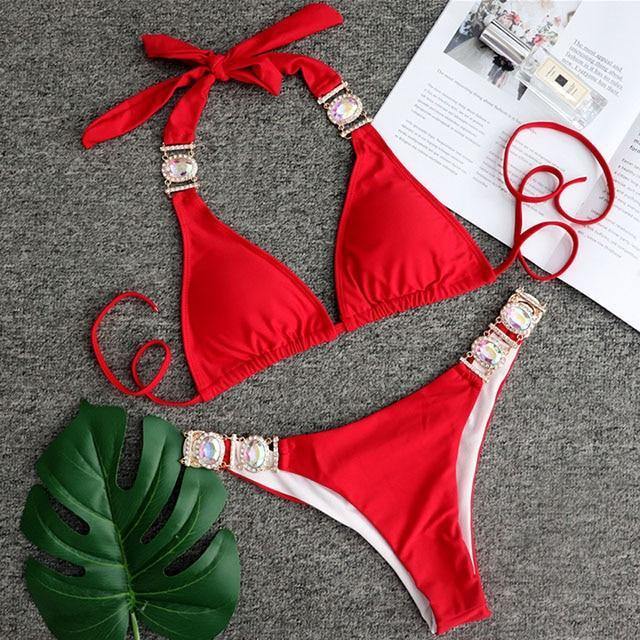 Women Bikinis Crystal Diamond Bikini Set-STYLEGOING