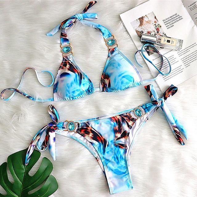 Women Bikinis Crystal Diamond Bikini Set-STYLEGOING