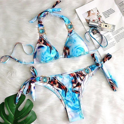 Women Bikinis Crystal Diamond Bikini Set-STYLEGOING