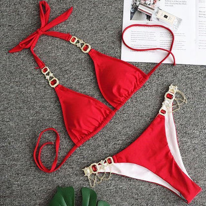 Women Bikinis Crystal Diamond Bikini Set-STYLEGOING