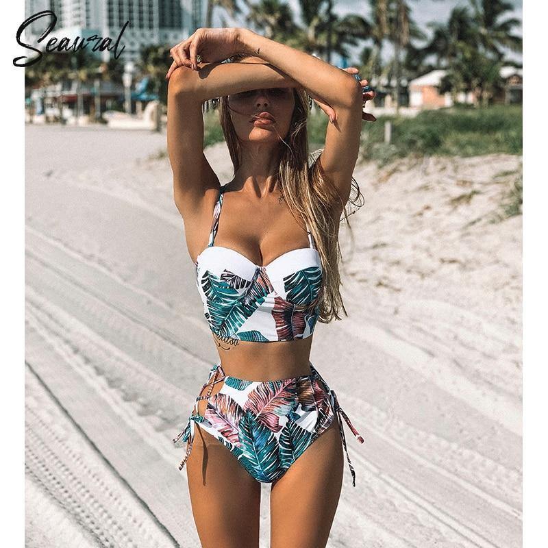 High Waist Floral Two Pieces Swimsuit-STYLEGOING