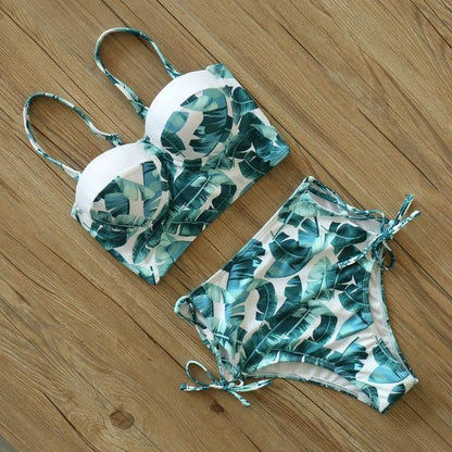 High Waist Floral Two Pieces Swimsuit-STYLEGOING
