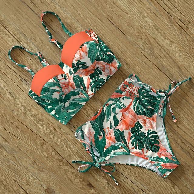 High Waist Floral Two Pieces Swimsuit-STYLEGOING