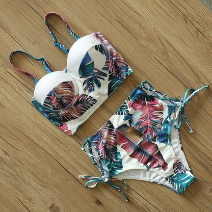 High Waist Floral Two Pieces Swimsuit-STYLEGOING