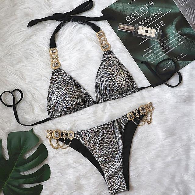 Women Bikinis Crystal Diamond Bikini Set-STYLEGOING
