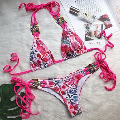 Women Bikinis Crystal Diamond Bikini Set-STYLEGOING