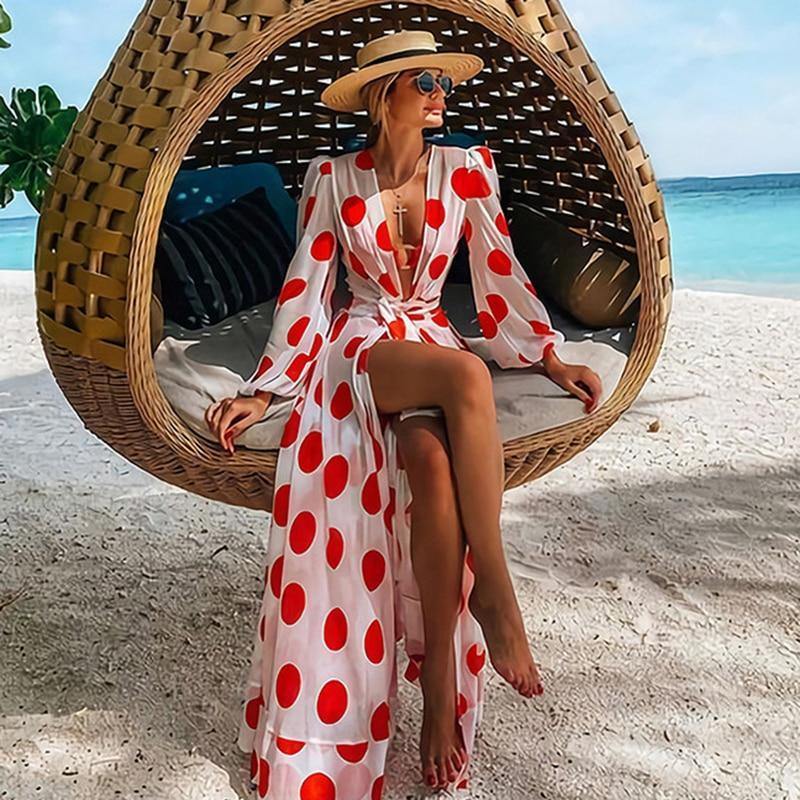 Sexy Long Sleeve Summer Beach Cover-Ups-STYLEGOING