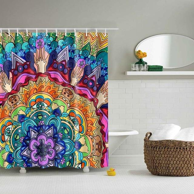 Boho Flaoral Style Print Fabric Shower Curtain-STYLEGOING