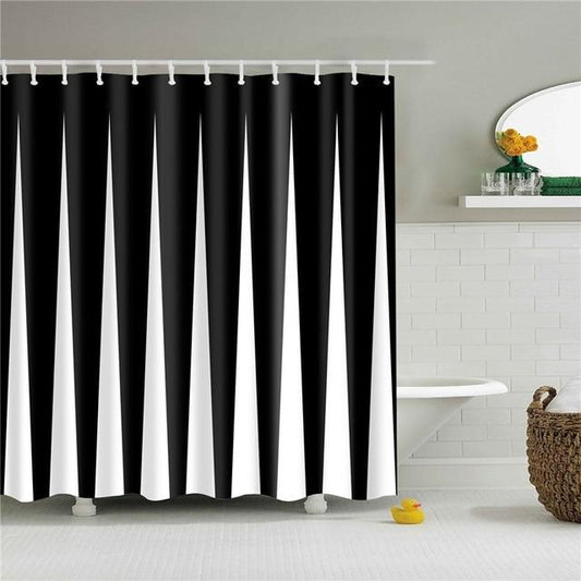 Simple Black and White Bathroom Fabric Shower Curtain