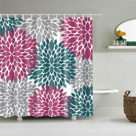 Lotus Design Fabric Shower Curtain