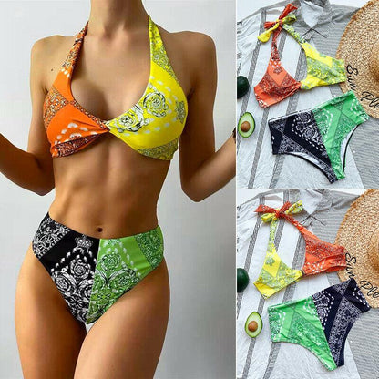 Womens High Waist Triangle Swimwear-STYLEGOING