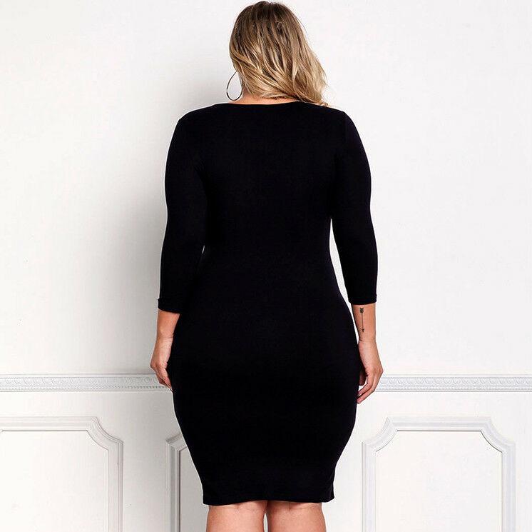 Plus Size Casual Long Sleeve Short Dress-STYLEGOING