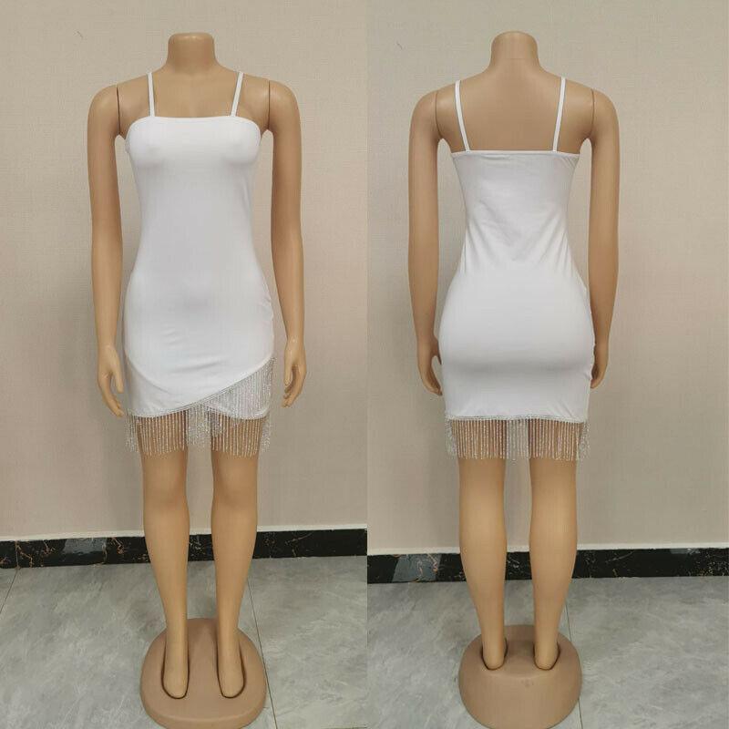 Sexy Tassel Sleeveless Mini Bodycon Cocktail Clubwear-STYLEGOING