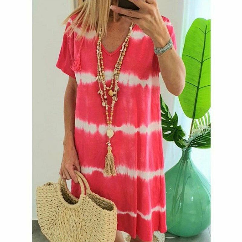 Summer Tie-dye Short Sleeve Mini Sundress-STYLEGOING