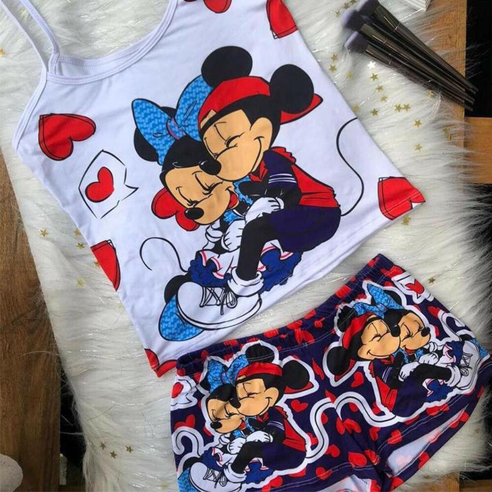 Cartoon Spaghetti Strap Vest Shorts Suit-STYLEGOING