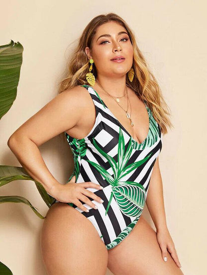 Plus Size One Piece Bikini-STYLEGOING
