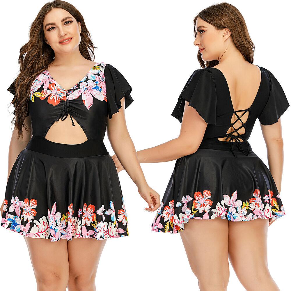 Plus Size Short Sleeve Bikini Swimsuit-STYLEGOING