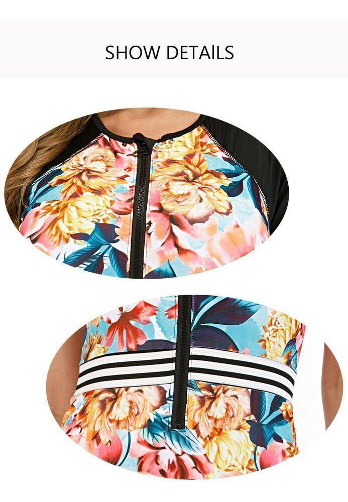 Floral Short Sleeve One Piece Swimwear-STYLEGOING