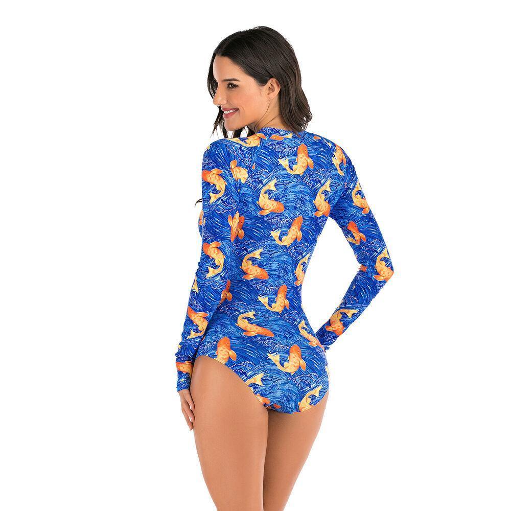 Long Sleeve One Piece Swimsuit-STYLEGOING