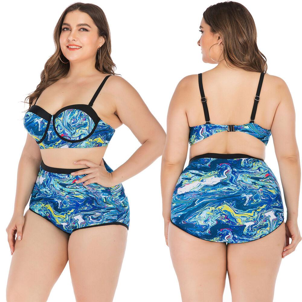 Plus Size Bikini Set High Waist Swimwear-STYLEGOING