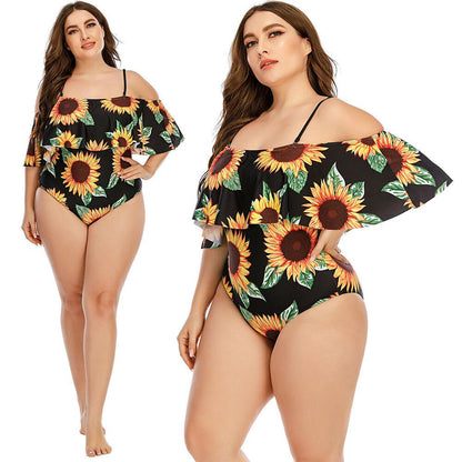 Plus Size Monokini Ruffle Bikini-STYLEGOING