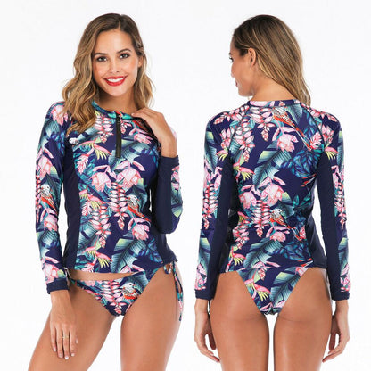 Women Long Sleeve Rash Guard Swimwear-STYLEGOING