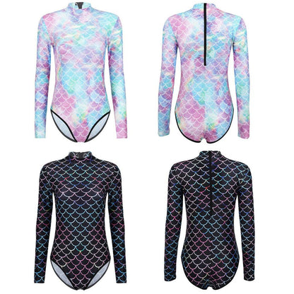 One Piece Mermaid Scale Print Swimwear-STYLEGOING