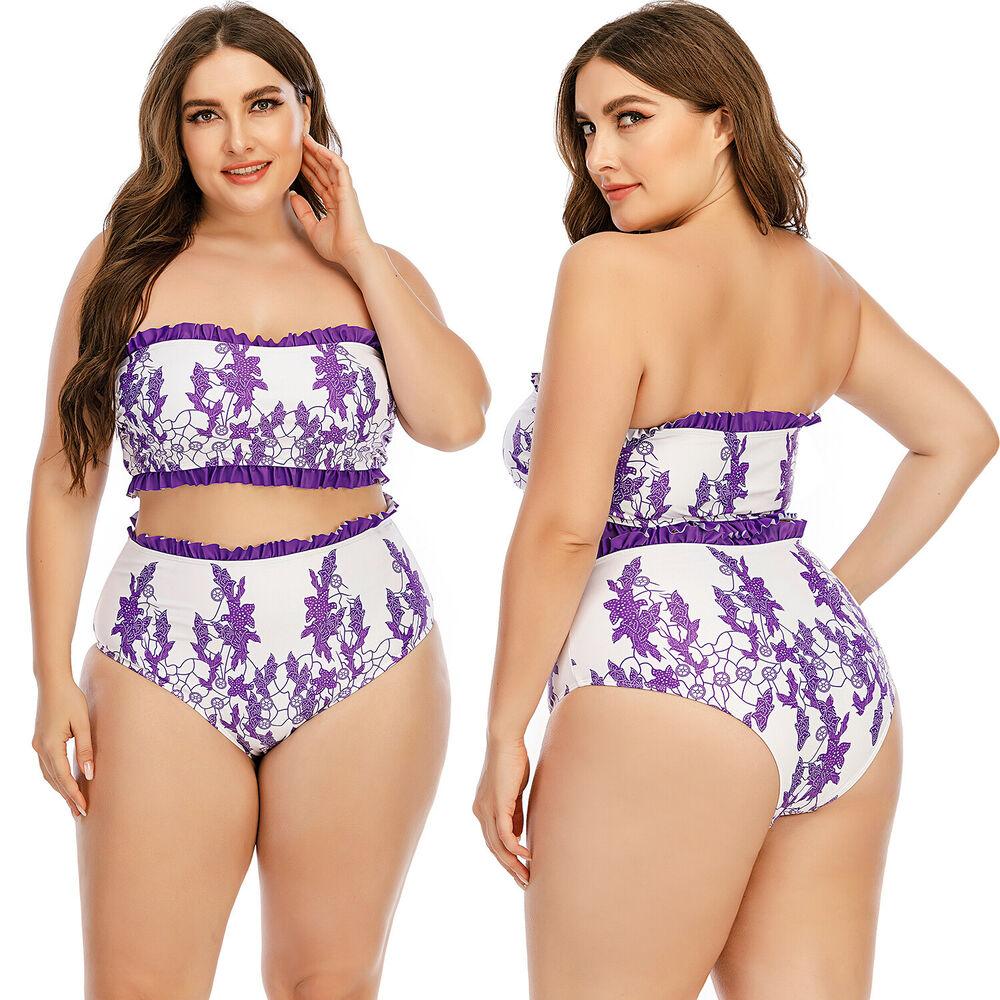 Plus Size Bandeau Bra Bikini Set-STYLEGOING