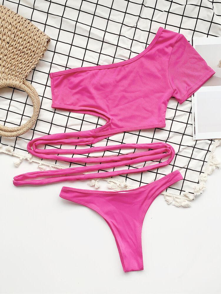 One Shoulder Bikini Set Bathing Suit Beachwear-STYLEGOING