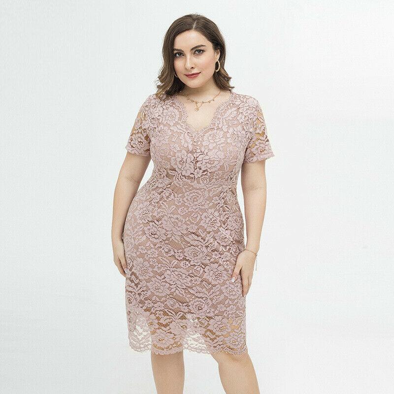 Womens Plus Size Lace Dresses-STYLEGOING