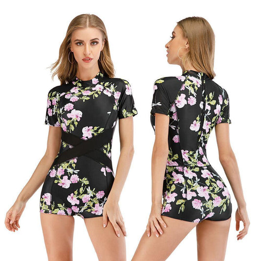 Women Surf One Piece Rash Guard Swimwear-STYLEGOING