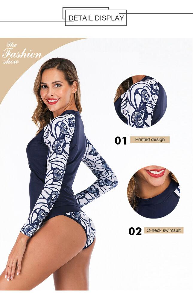 Long Sleeve Two Piece Rash Guard Swimwear-STYLEGOING