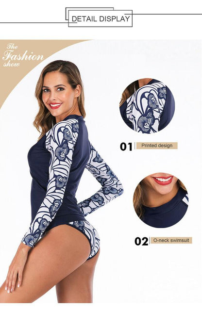 Long Sleeve Two Piece Rash Guard Swimwear-STYLEGOING