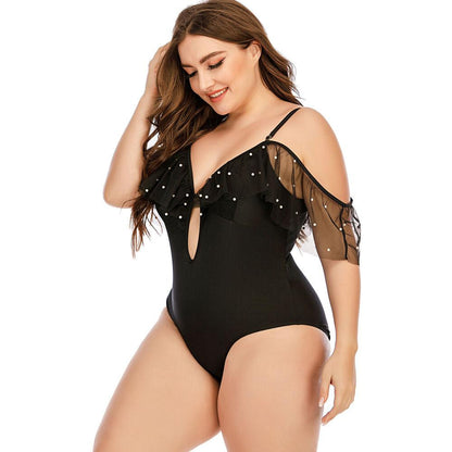 Womens Plus Size Swimwear Monokini-STYLEGOING