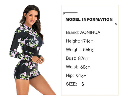 Long Sleeve One Piece Suit Swimwear-STYLEGOING