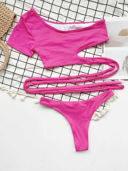 One Shoulder Bikini Set Bathing Suit Beachwear-STYLEGOING