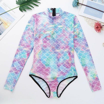 One Piece Mermaid Scale Print Swimwear-STYLEGOING