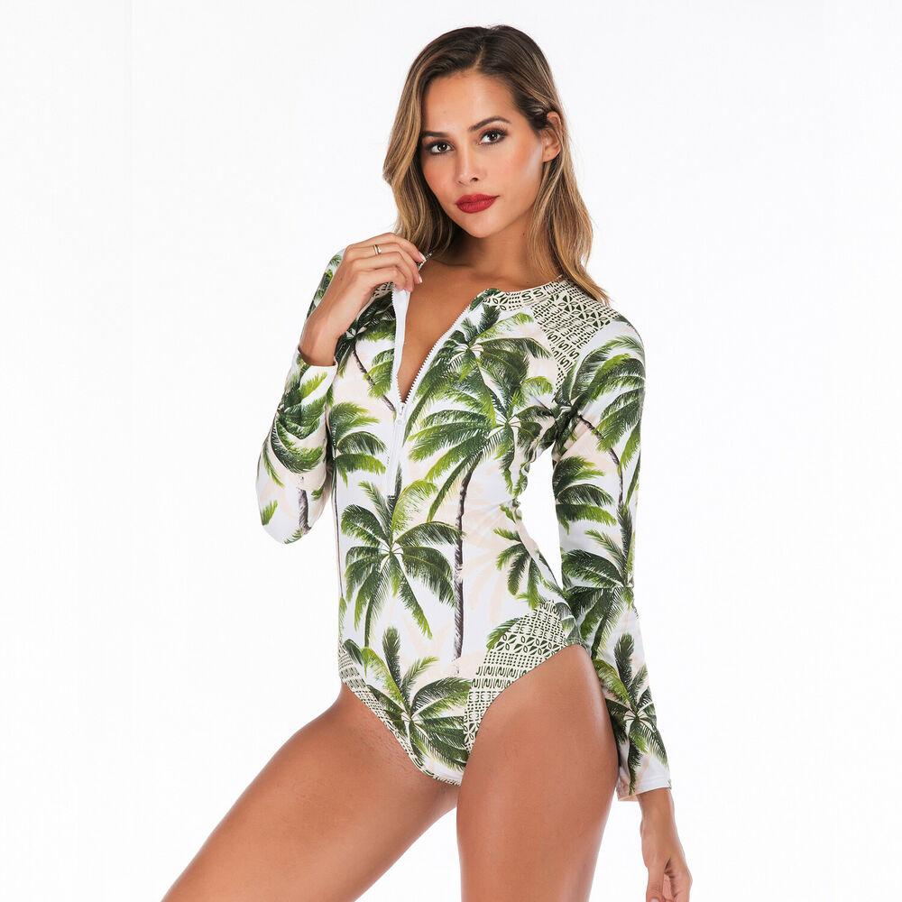 Sexy Zip Front Rash Guard Swimsuit-STYLEGOING