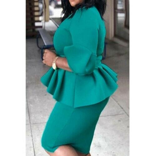 Plus Size Bodycon Ruffle Midi Dress-STYLEGOING