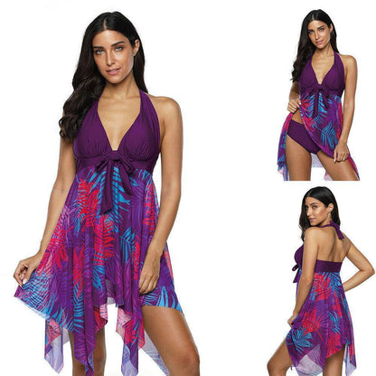 Plus Size Tankini Halter Swimsuit-STYLEGOING