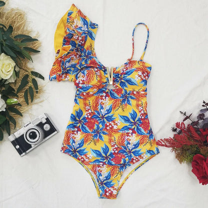 Womens Ruffle Monokini Swimsuit-STYLEGOING