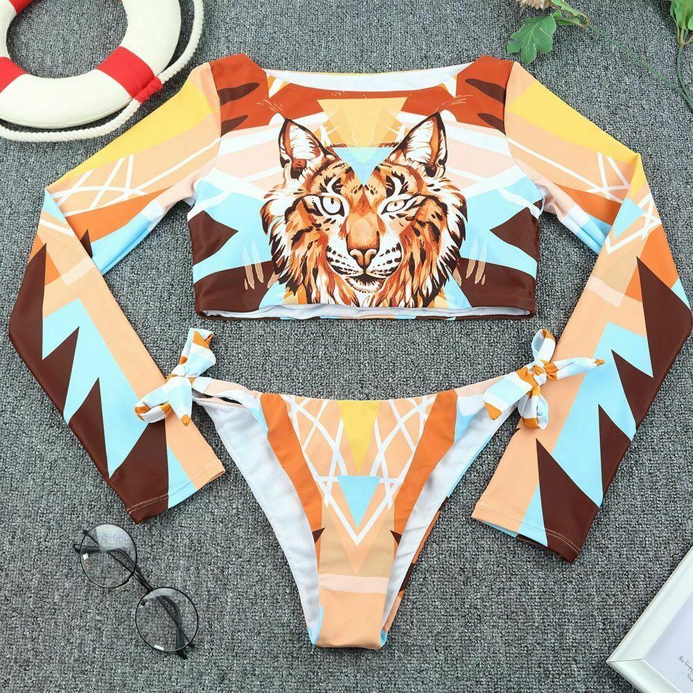 Rash Guard Bikini Tiger Print Swimwear-STYLEGOING
